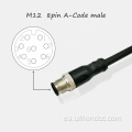 Cable del sensor de conector de 4pin de ángulo recto personalizado M8/12